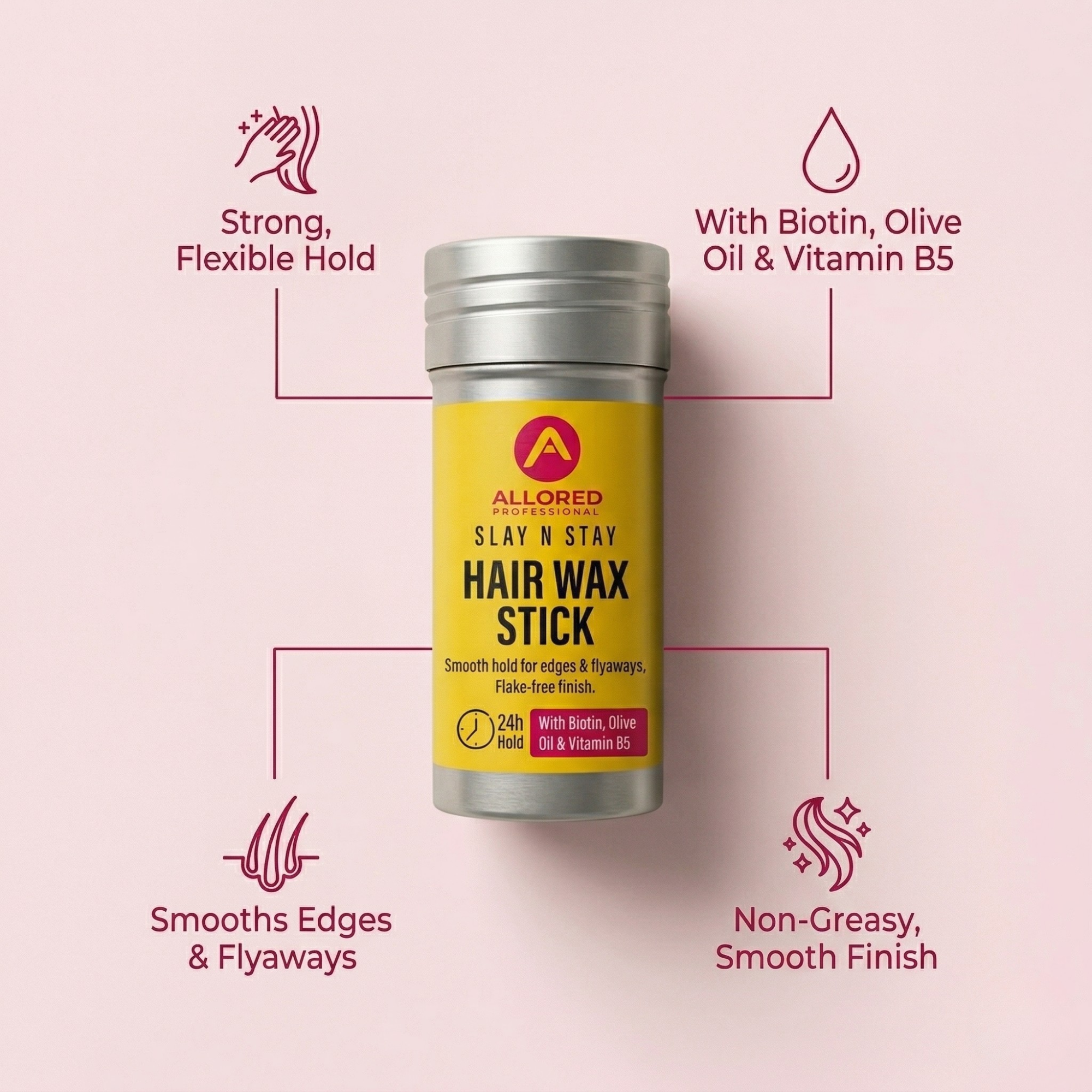 SLAY N STAY Hair Wax Stick 75g with Biotin Olive Oil & Vitamin B5