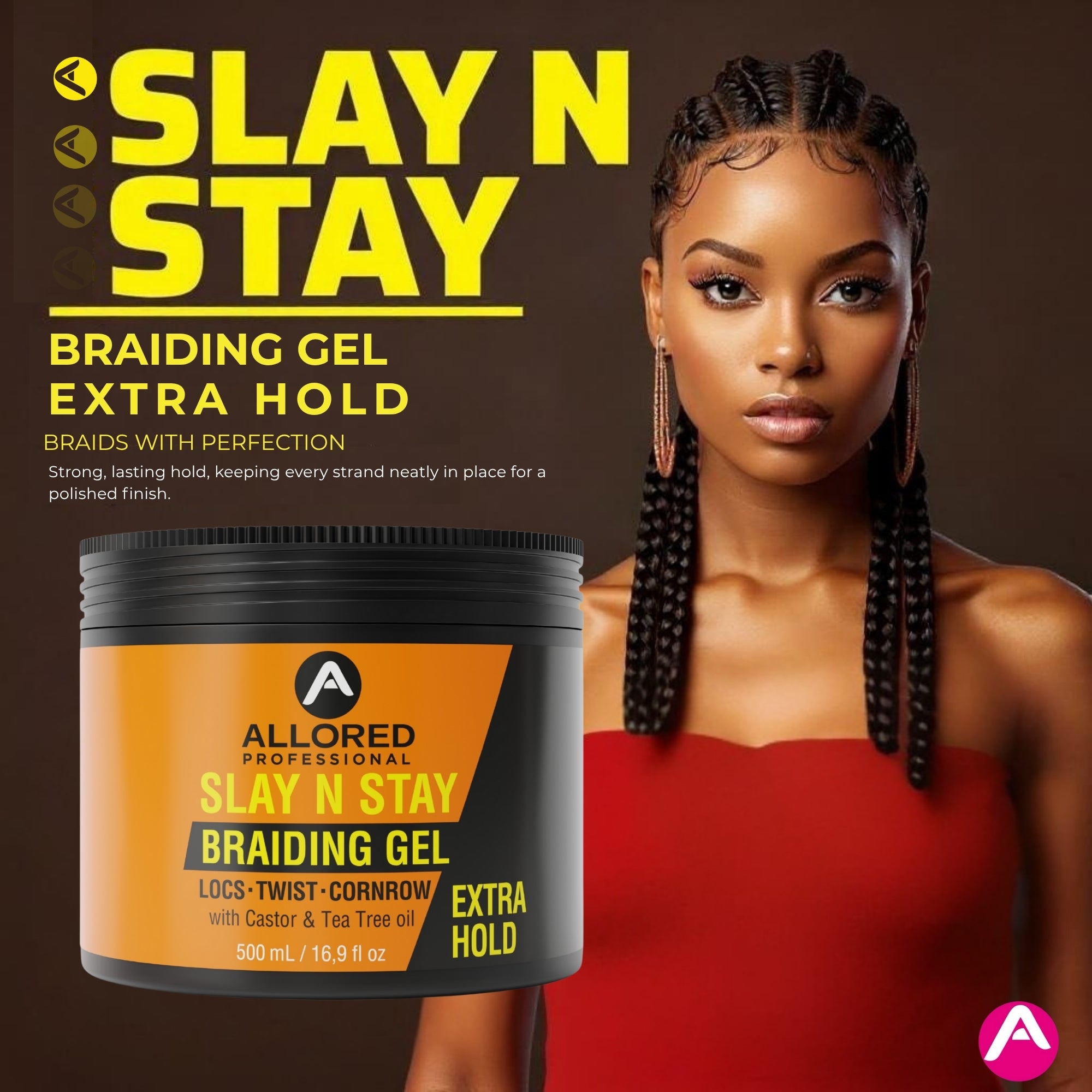 Slay N Stay Braiding Gel Extra Hold with Castor & Tea Tree Oil 500ml